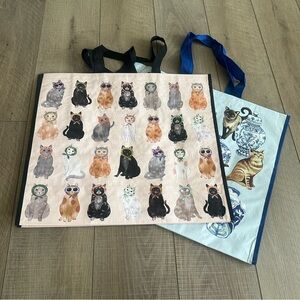 Homegoods TJMaxx Marshalls Viral Cat Prints Reusable Tote Bags Set of 2 NWOT